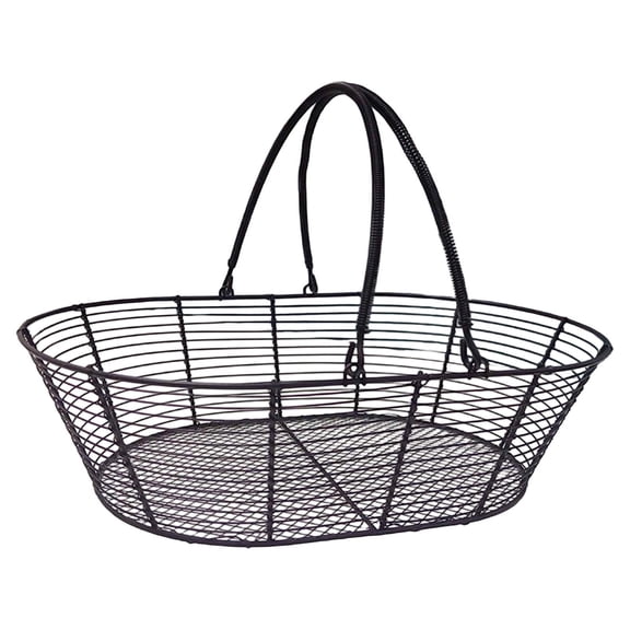 Kuntesetty Iron Wire Fruit Bowl Storage Basket Parties Centerpiece Bread Organizer Vegetable Holder for Buffet Server Display Restaurant Black