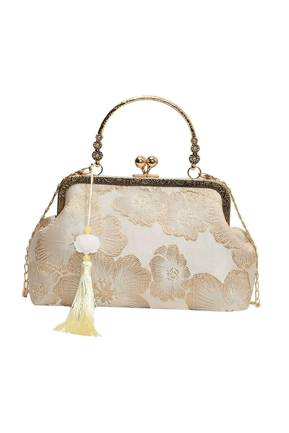 Kiss Lock Crossbody Purse Dance Elegant Change Purse Satchel Floral Buckle Purse