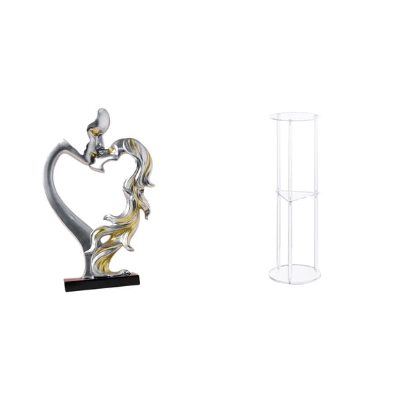 Kuntesetty Kissing Couple Acrylic Figurine Statue Collectible Desktop Ornament for Bedroom Wedding Bookshelf Cabinet Home Decoration Small Drink Side Table Decor Acrylic Bedside Table Easy