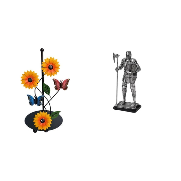 Kuntesetty Knight Paper Towel Holder Dispenser Non Slip Vertical Tissue Holder Rack Decorative Statue Figure Tabletop Ornament Entryway Fireplace Bedroom Home Decor Housewarming Gift