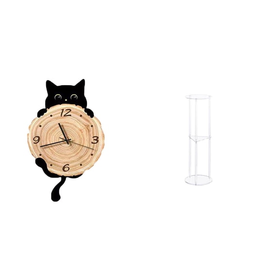 Kuntesetty Lightweight Easy to Read Wall Clock Ornament for Office Bedroom Kid'S Room Home with Clear Acrylic Small Side Table Decor for Balcony Easy Assembly