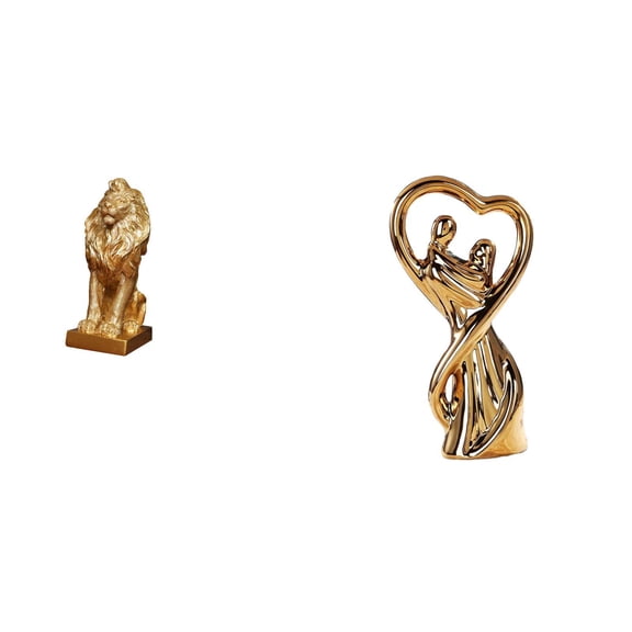 Kuntesetty Lion Couple Sculpture Statue Collectible Tabletop Ornament Art Figurine Decorative for Office Home Bookshelf Birthday Anniversary Gift Lovers Souvenirs Family