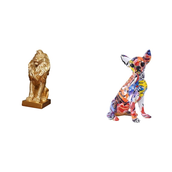 Kuntesetty Majestic Lion Dog Art Figurine Multicolor Collectible Sculpture Decorative Ornament for Office Home Bookshelf Living Room Gift