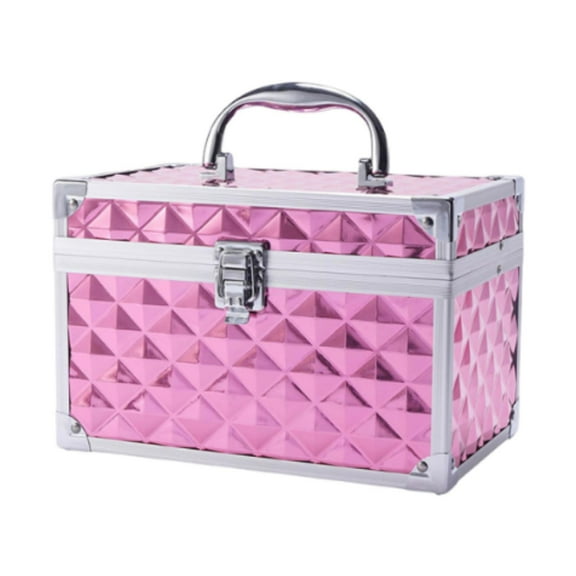 Kuntesetty Makeup Case Nail Art Storage Vanity Case Sturdy Multifunction Makeup Storage Box Pink