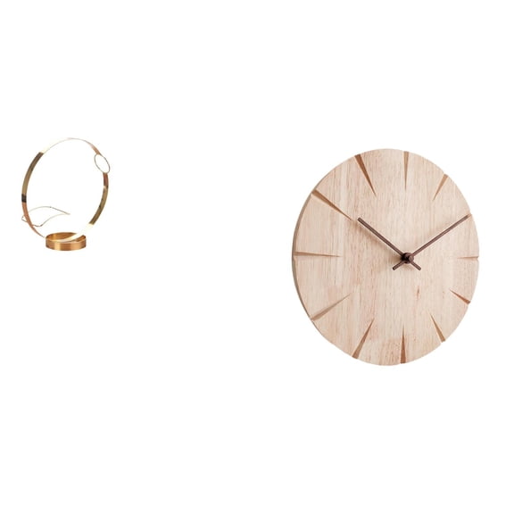 Kuntesetty Metal Rack Organizer And Solid Wood Wall Clock Creative Display Holder for Restaurant Office Non Ticking Silent Decorative Gift