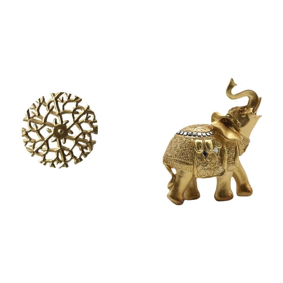 Kuntesetty Metal Wall Hanging Sculpture Decorative Disc Elephant Statue Wall Art Figurine Premium Iron Resin Suitable for Living Room Bedroom Office Shelf Home D