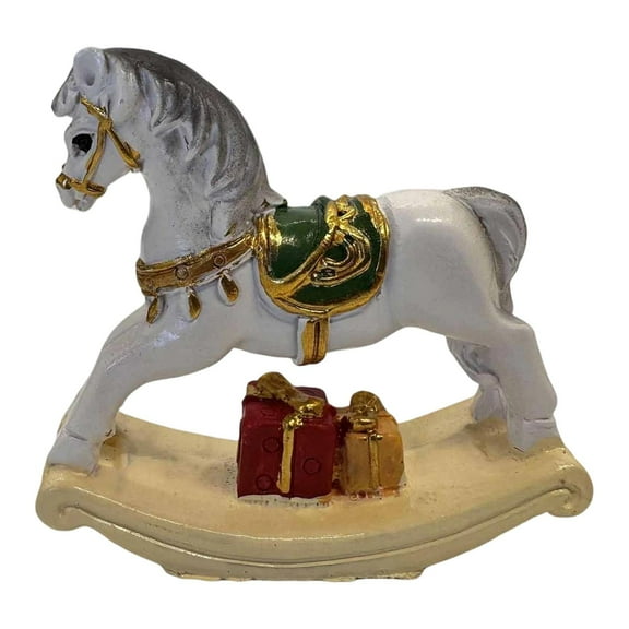 Kuntesetty Miniature Figurine Animal Statue Wedding Small Christmas Rocking Horse Decor Style C