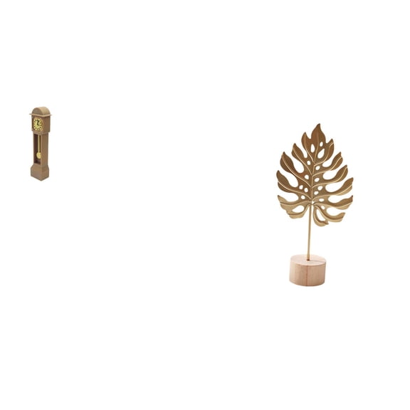 Kuntesetty Miniature Grandfather Clock Leaf Sculpture Metal Statue Classic Vintage Nordic Creative Ornament Abstract Figurine Crafts for Living Room Decor Table Party Home