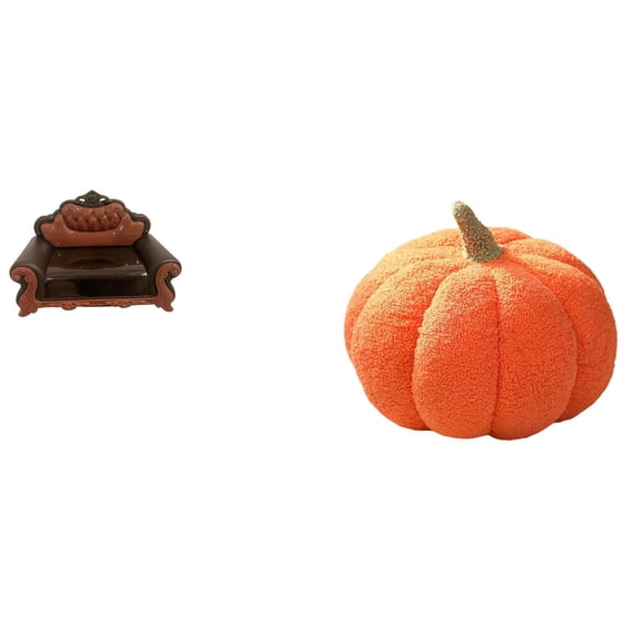 Kuntesetty Miniature Sofa Couch Single Chair Model DIY Accessory Plush Decorative Cushion Furniture Room for Micro Landscape Gift Halloween Pumpkin Pillows Stuffed Pillow Decoration for Bed