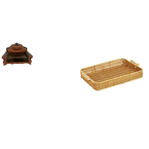 Kuntesetty Miniature Woven Sofa Chair Basket Model DIY Accessory Furniture Room for Micro Landscape Gift Snack Serving Bowl Fruit Plate Decorations