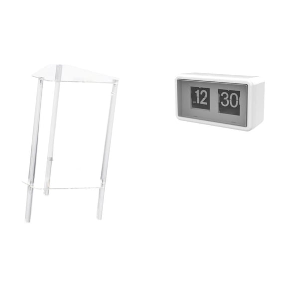 Kuntesetty Minimalist Acrylic Nightstand with Auto Flip Clock Modern Bedside Table for Living Room Bedroom Home Office Dorm Cafe Large Display