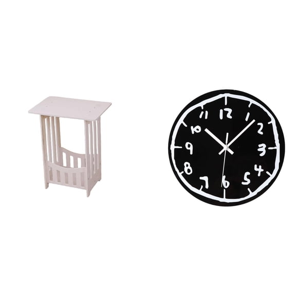 Kuntesetty Minimalist Bedside Table with Modern Acrylic Clock Practical End Table for Hotel Cafe Lounge Room and Decorative Art Timepiece