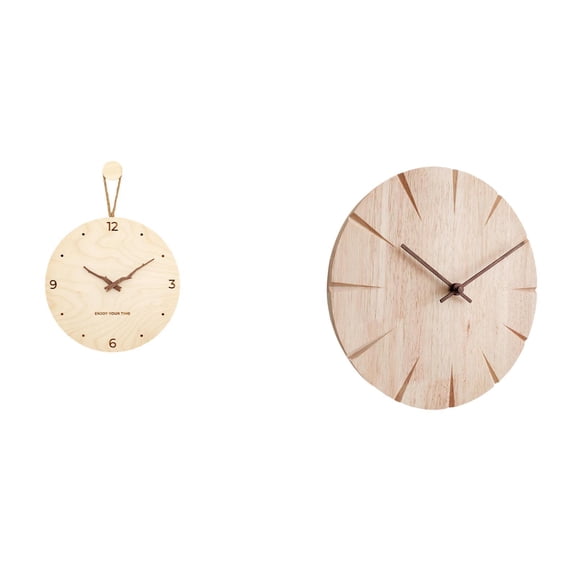 Kuntesetty Minimalist Modern Nordic Solid Wood Wall Clock Decorative Hanging Ornament Creative Design Silent Non Ticking Gift for Bedroom Office Home Restaurant