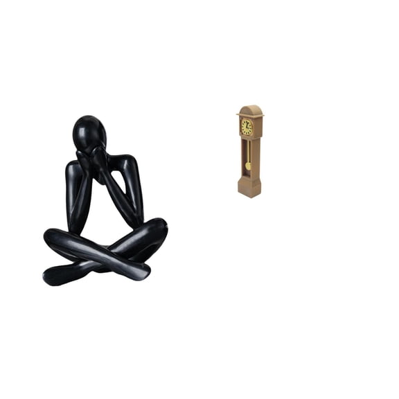 Kuntesetty Modern Abstract Figure Sculpture Grandfather Clock Collectible Miniature Statue for Living Room Bookshelf Home Decor Classic Vintage Ornament