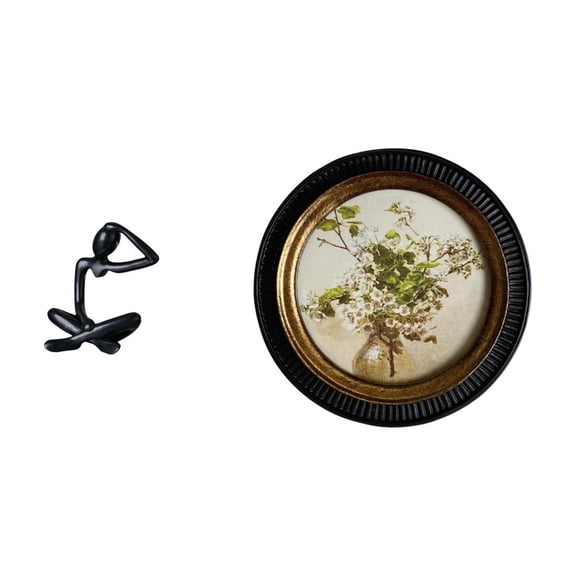 Kuntesetty Modern Abstract Resin Sculpture Figurine Collection for Shelf Desk Birthday Gift and European Antique Ornate Embossed Photo Frame Wall Hanging Picture Display Bedroom Retro Home Decor