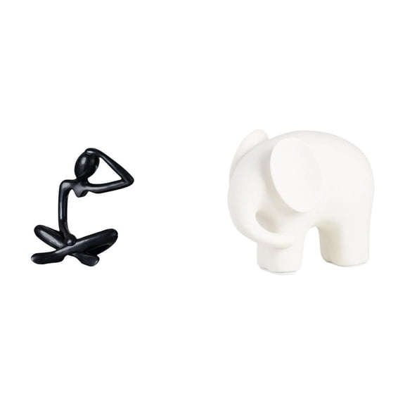 Kuntesetty Modern Abstract Thinker Elephant Statue Decorative Figurine Collection for Shelf Desk Tabletop Ornament Birthday Gift Collectible Sculpture