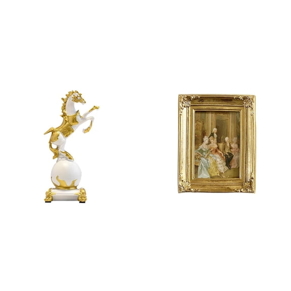 Kuntesetty Modern Animal Sculpture Resin Photo Frame Card Display Holder Poster Glass Front Picture Frame Tabletop Ornament Bedroom Centerpiece Living Room Desk Fireplace Office Farmhouse