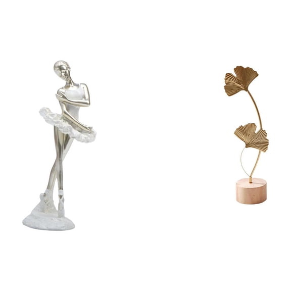 Kuntesetty Modern Dancing Girl Leaf Figurine Creative Art Sculpture for Bedroom Office Entrance Nordic Abstract Metal Ornament for Table Party Home Decor