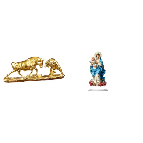 Kuntesetty Modern Feng Shui Bull Bear Cow Cattle Animal Sculpture Acrylic Desktop Decor Unique Tabletop Ornament for Home Holiday Gift