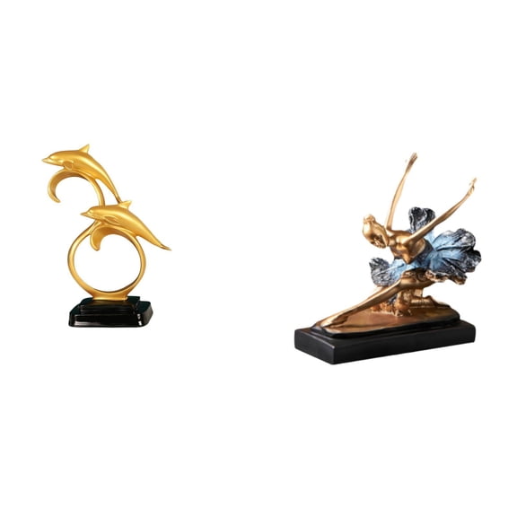 Kuntesetty Modern Lifelike Dolphin Ballet Dancer Figurine Collectible Ornament for Home Desk Office Fireplace Tabletop Bookshelf Cabinet Restaurant Decorating