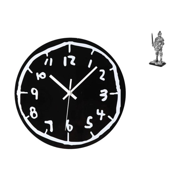 Kuntesetty Modern Minimalist Acrylic Wall Clock and Vintage Knight Statue Sculpture Creative Tabletop Ornament for Office Kitchen Dining Room Entryway Bookshelf