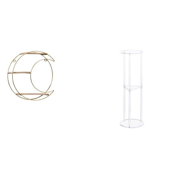 Kuntesetty Modern Multifunctional Wall Mounted Shelf and Clear Acrylic Side Table for Small Space Decor Collectibles Trophy Office Balcony Easy Assembly