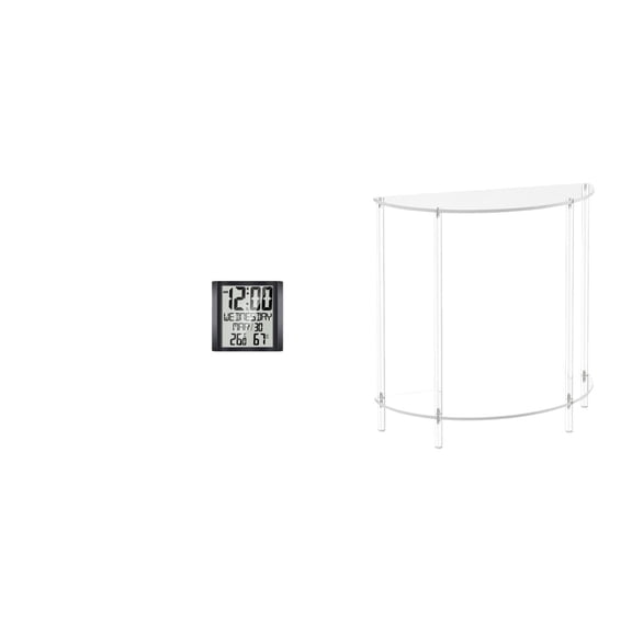 Kuntesetty Modern Practical Digital Wall Clock and Desk Clock for Bedroom Office Living Room with Acrylic Side Table Accent Nightstand for Home Decor