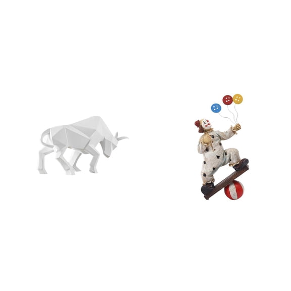 Kuntesetty Modern Resin Bull Clown Statue Ornament Abstract Figurine Collectible Sculpture for Entryway Tabletop Desk Shelf Office Centerpiece Cabinet Dining Room Decor Gift