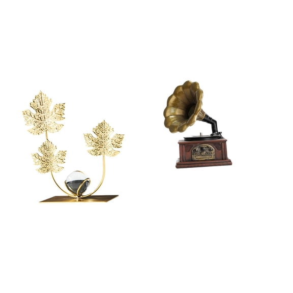 Kuntesetty Modern Vintage Leaf Figurine Decorative Bookshelf Ornament Resin Sculpture Collectible Birthday Housewarming Gift Retro Home Decor