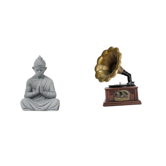 Kuntesetty Monkey Buddha Collectible Figurine Vintage Sculpture Resin Statue Sun Wukong Miniature Ornament for Housewarming Birthday Gift Patio Hotel Backyard Valentine's Day