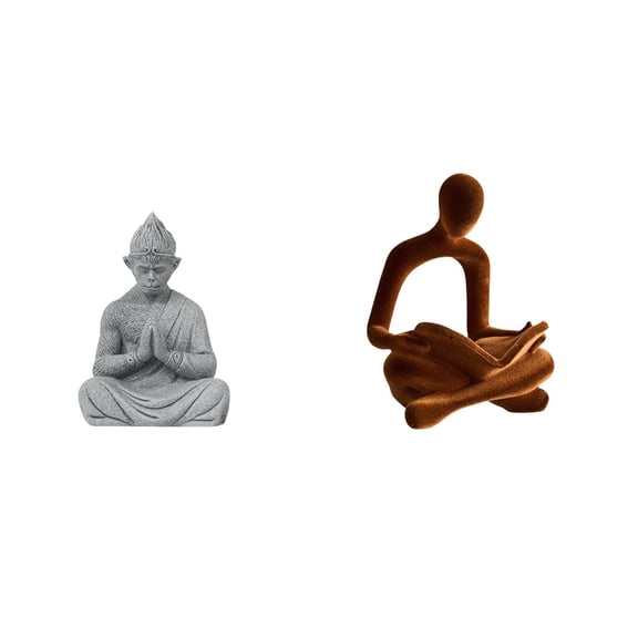 Kuntesetty Monkey Buddha Thinker Abstract Human Sun Wukong Statue Figurine Collectible Miniature Sculpture Art Decoration for Hotel Office Patio Wedding