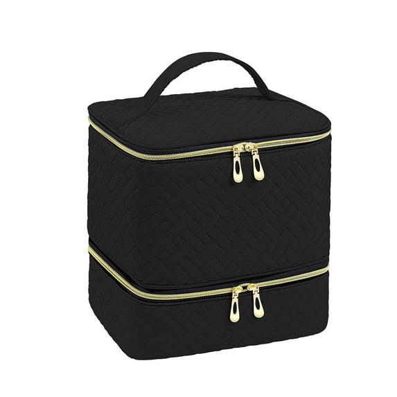 Kuntesetty Nail Organizer Bag Holds 30 Bottles and Nail Lamp, Nail Holder, Nail Art Storage black