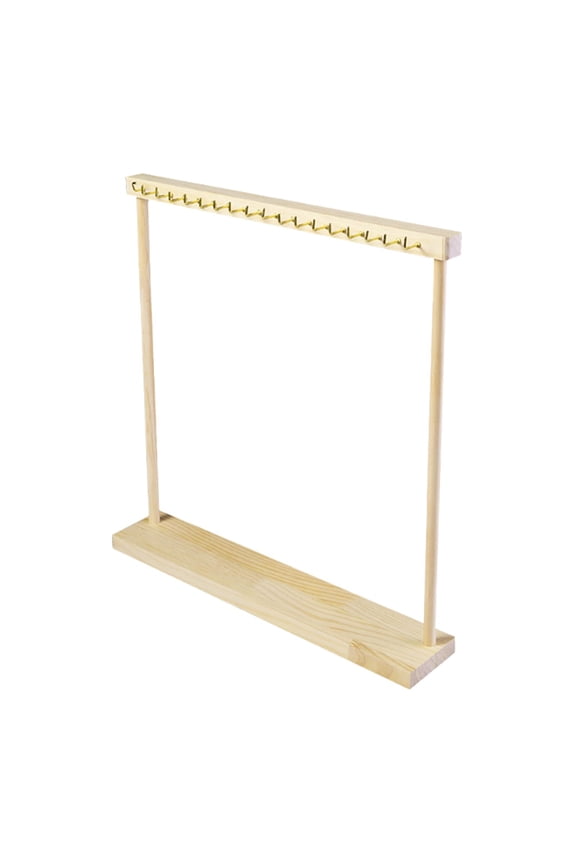 Necklace Holder Wood Anti Slip Base Hanging Hooks for Home Tabletop Showcase 18 Hooks