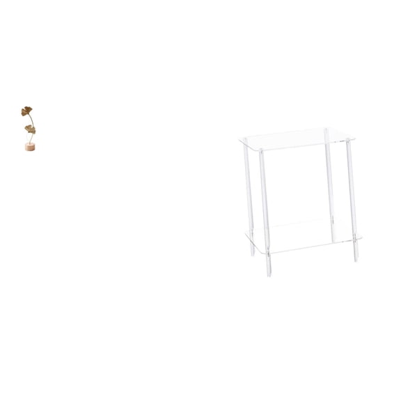 Kuntesetty Nordic Abstract Metal Leaf Sculpture Figurine with Clear Acrylic Two Tier Rectangular Table for Creative Home Office Party Decor