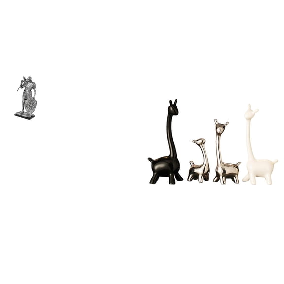 Kuntesetty Nordic Art Resin Knight and Ceramic Giraffe Figurine Statue Abstract Modern Sculpture Ornament for Desk Cabinet Office Table Centerpiece Entryway Bookshelf Bedroom Decor