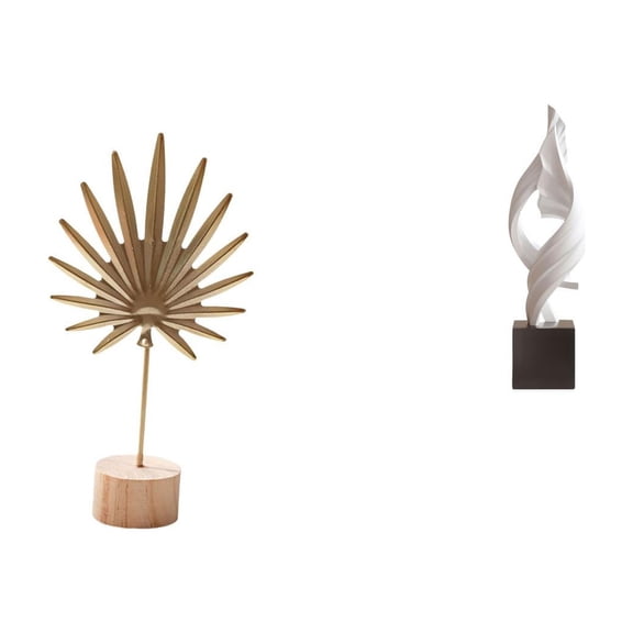 Kuntesetty Nordic Creative Metal Leaf Shaped Abstract Art Sculpture Decorative Figurine Ornament for Home Office Table Party Coffee House Decor