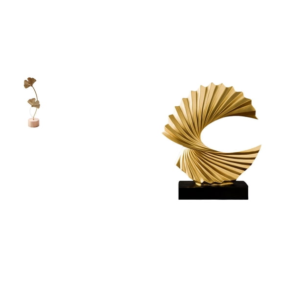 Kuntesetty Nordic Creative Metal Leaf and Ocean Wave Abstract Sculpture Figurine Unique Home Decor Ornament for Table Party Bedroom Living Room Gift