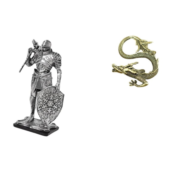 Kuntesetty Nordic Resin Knight and Brass Figurine Abstract Art Sculpture for Desk Cabinet Office Table Centerpiece Entryway Bedroom Home Decoration