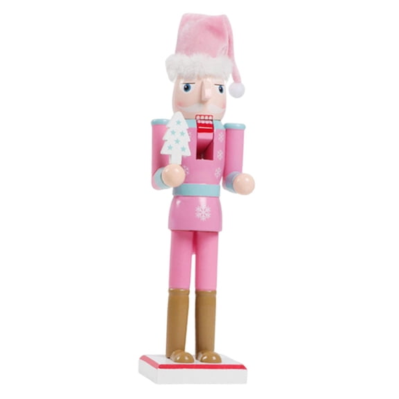Kuntesetty Nutcracker Statue Pink Christmas Figurine Collection Decorative Artwork Crafts Height 35 cm