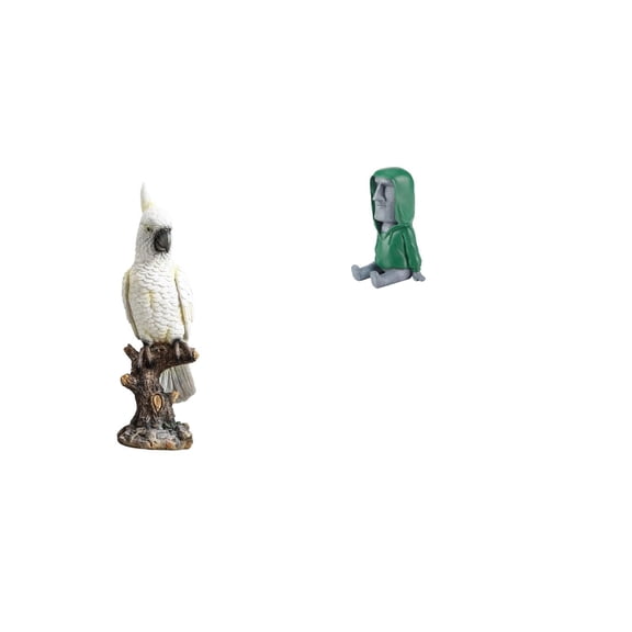 Kuntesetty Parrot Island Head Statue Animal Sculpture Resin Indoor Decorative Figurine Desktop Ornament for Desk Table Centerpiece Fireplace Cabinet Easter Moai Antique Portrait Ahu Sculpture