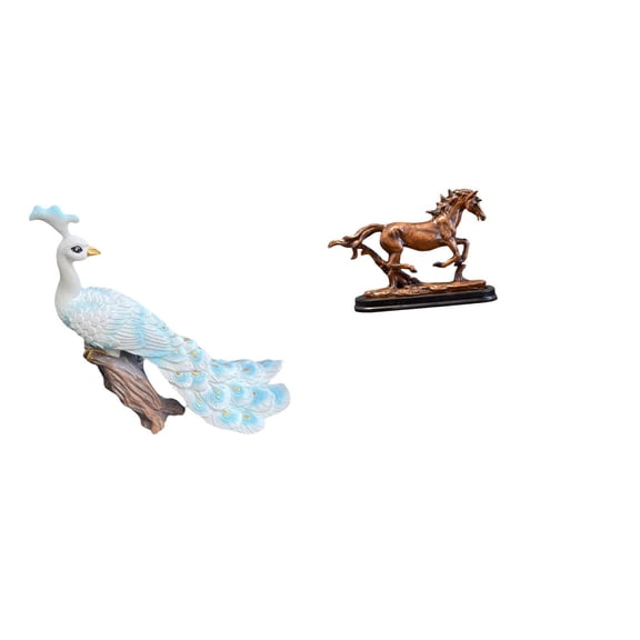 Kuntesetty Peacock Horse Sculpture Figurine Decorative Art Ornament Statue for Home Garden Yard Desk Bookcase Living Room Furniture Decoration