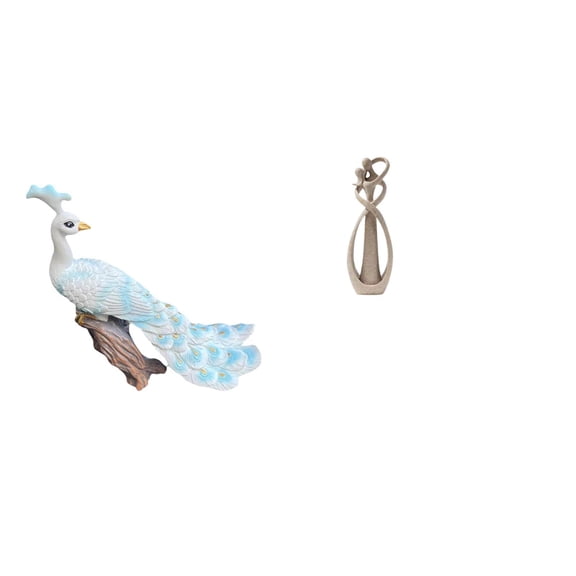 Kuntesetty Peacock Lovers Sculpture Figurine Decorative Garden Ornament Crafts Statue for Home Yard Anniversary Gift Table Bookshelf Decor Versatile Collection