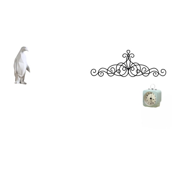 Kuntesetty Penguin Resin Animal Statue and Metal Floral Scroll Wall Art Decor for Housewarming Tabletop Bedroom Office Patio Indoor Outdoor Spaces