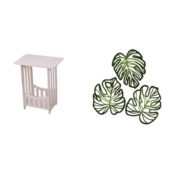 Kuntesetty Portable Bedside Table with Palm Leaves Wood Wall Decor Creative Tropical Jungle Art for Hotel Cafe Lounge Balcony Hallway