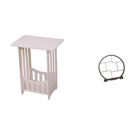 Kuntesetty Portable Bedside Table with Wood Display Stand Practical Storage Organizer for Hotel Cafe Lounge Room Balcony Home Decor Antique Shelf