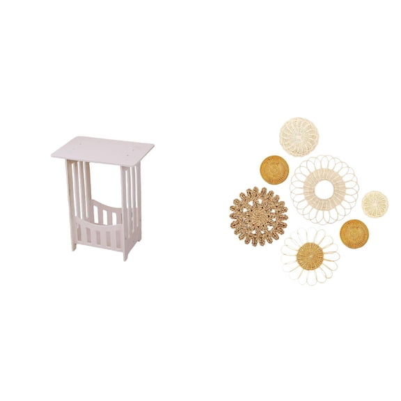Kuntesetty Practical Bedside Table with Unique Rattan Woven Wall Art for Hotel Cafe Hallway Lounge Room Balcony Tea Room Bedroom Porch