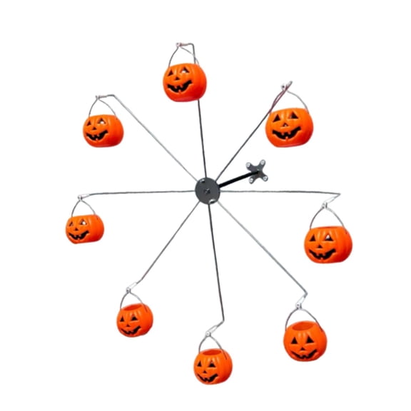 Kuntesetty Pumpkin Round Wheel Bird Feeder Hummingbird Toy Easy to Clean Rotation Holder Outdoor Halloween Decor for Outside Yard Patio
