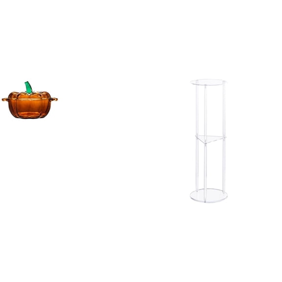 Kuntesetty Pumpkin Shaped Acrylic Candy Dish with Lid Clear Orange Cookie Jar Small Space Serving Bowl Bedside Table Easy Assembly Decor