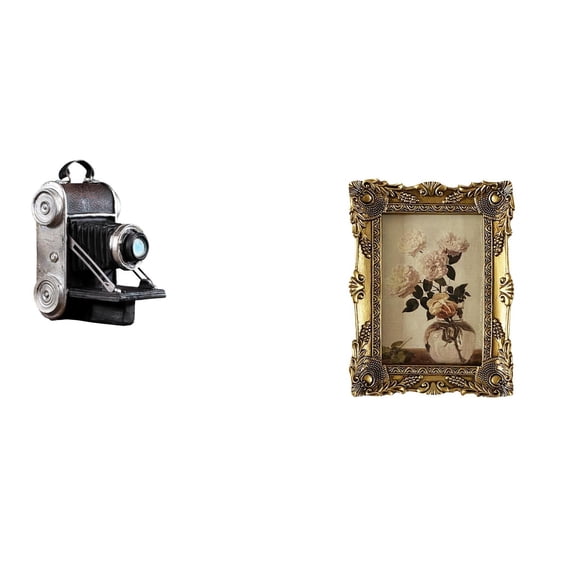 Kuntesetty Resin Camera Statue Photo Frame Ornament Unique Decorative Model for Cabinets Tabletop Hallway Wedding Bar Family Friends Vintage Display
