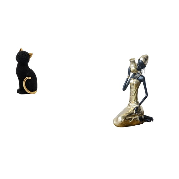 Kuntesetty Resin Cat Lady Figurine Sculpture Decorative Collectible Ornament for Living Room Bedroom Bookshelf Entrance Study Room Multipurpose